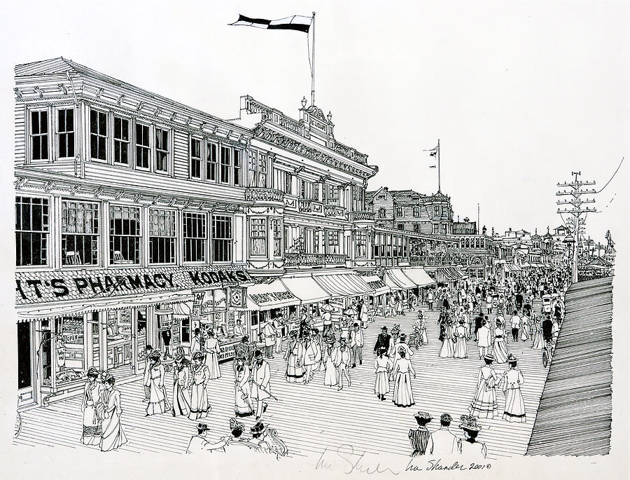 Atlantic City Boardwalk 1900 Drawing by Ira Shander Pixels