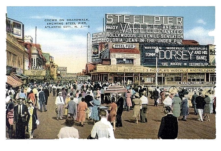 Atlantic City boardwalk postcard 1939 Photograph by David Lee Guss