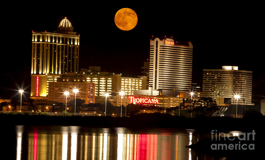 Atlantic City New Jersey Super Moon Photograph by Anthony Totah