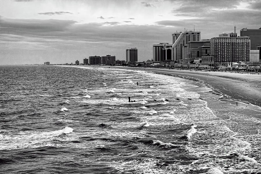 Atlantic City Ocean View Casinos New Jersey Black W Photograph by Chuck Kuhn