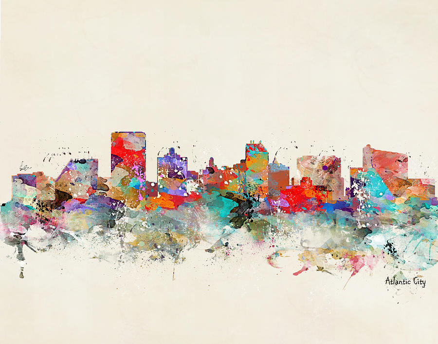 Skyline Painting - Atlantic City Skyline by Bri Buckley