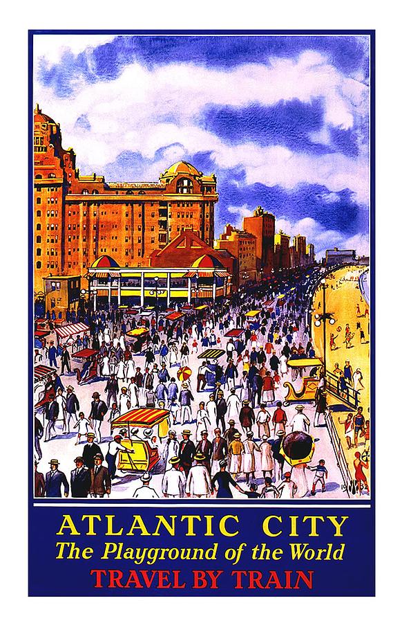 Atlantic City Vintage Poster Painting by Studio Grafiikka