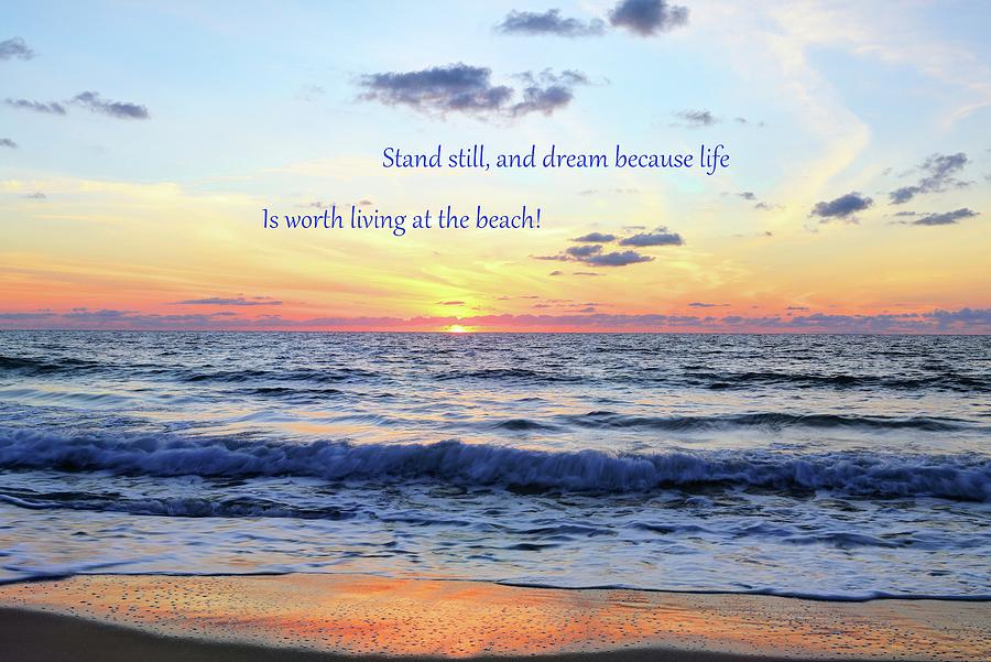 Atlantic Sunrise And Quote Photograph by Carol Montoya