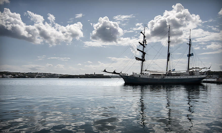 Atlantis - A Three Masts Vessel In Port Mahon Crystaline Water Photograph by Pedro Cardona Llambias