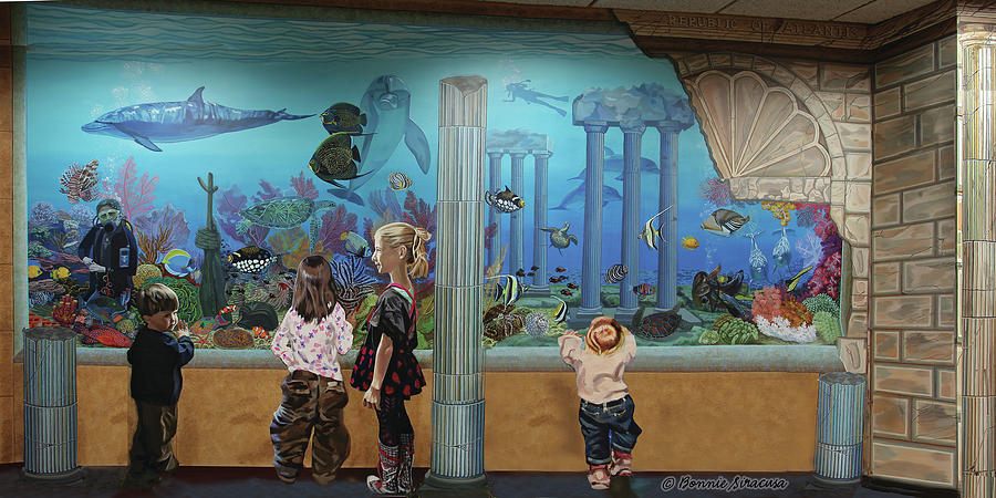 Atlantis Aquarium towel version Painting by Bonnie Siracusa