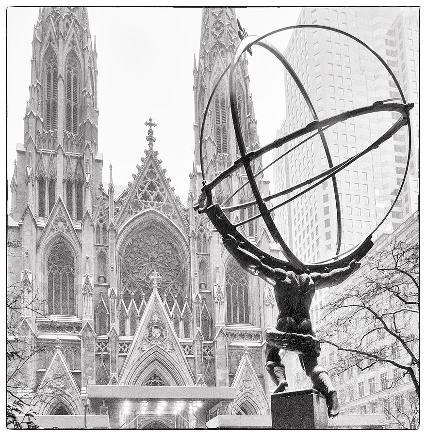 New York City Photograph - Atlas and the Cathedral by Vicki Jauron