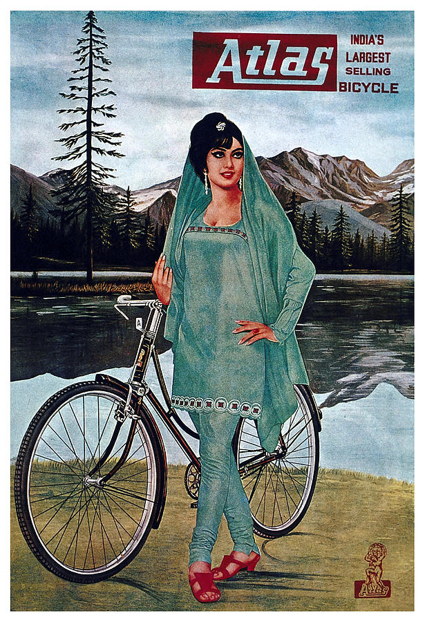 Vintage Mixed Media - Atlas Bicycle - India - Vintage Advertising Poster by Studio Grafiikka