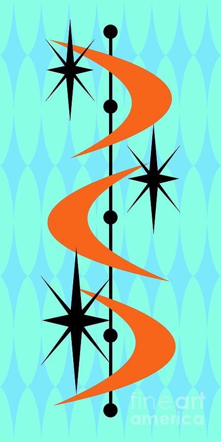 Atomic Boomerangs in Orange Digital Art by Donna Mibus