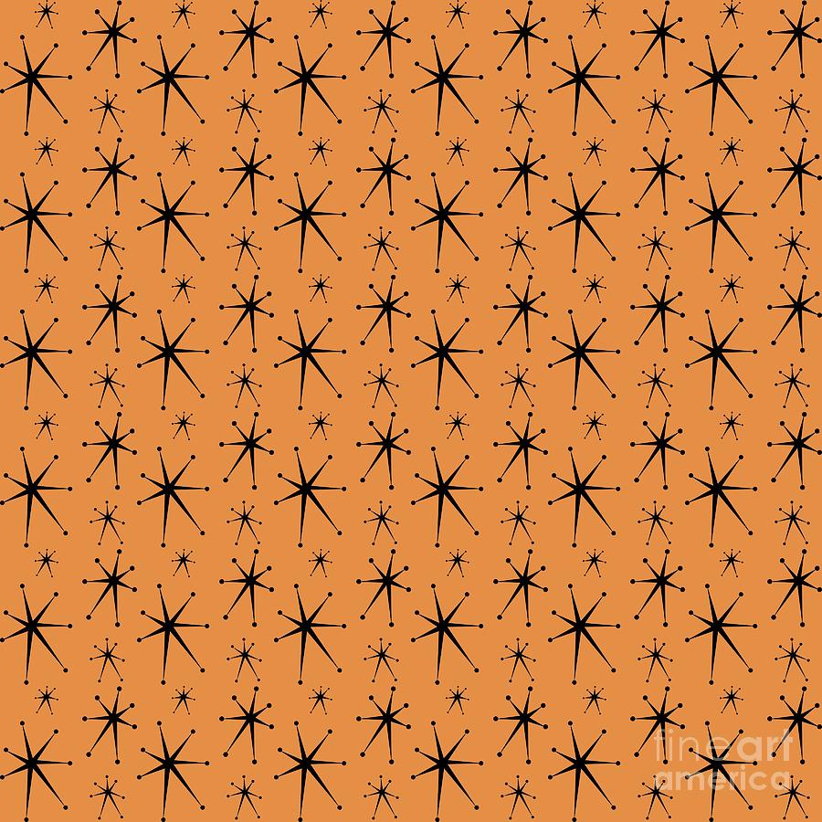 Atomic Starbursts in Orange Digital Art by Donna Mibus