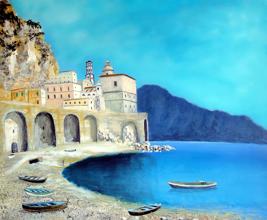 Amalfi Coast Painting - Atrani Italy by Larry Cirigliano