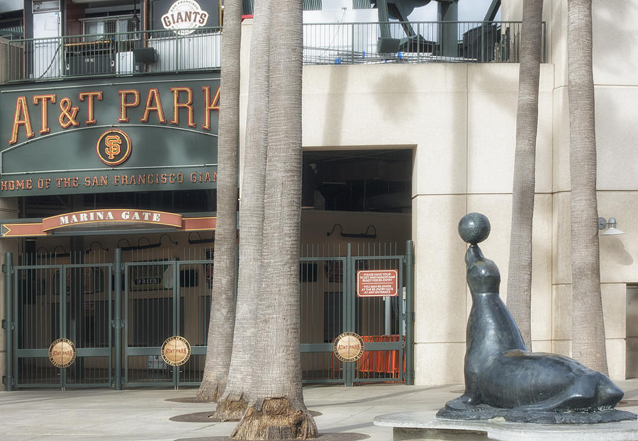 ATT Park with Seal Statue Photograph by Jessica Levant