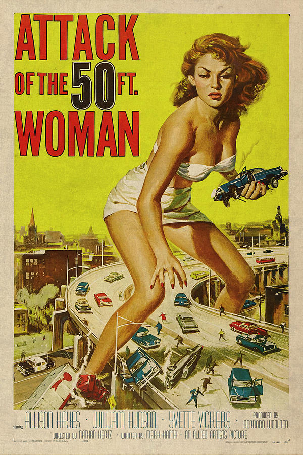 Vintage Mixed Media - Attack of the 50 Ft Woman Vintage Movie Poster by Design Turnpike