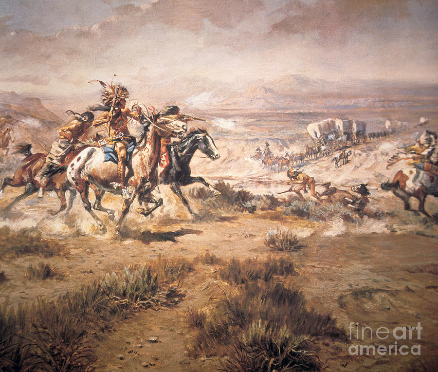 Attack on the Wagon Train Painting by Charles Marion Russell