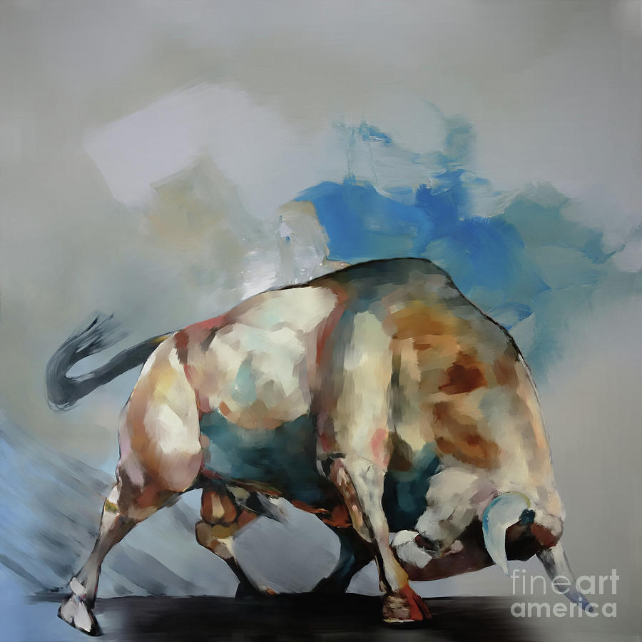 Attacking bull 01 Painting by Gull G
