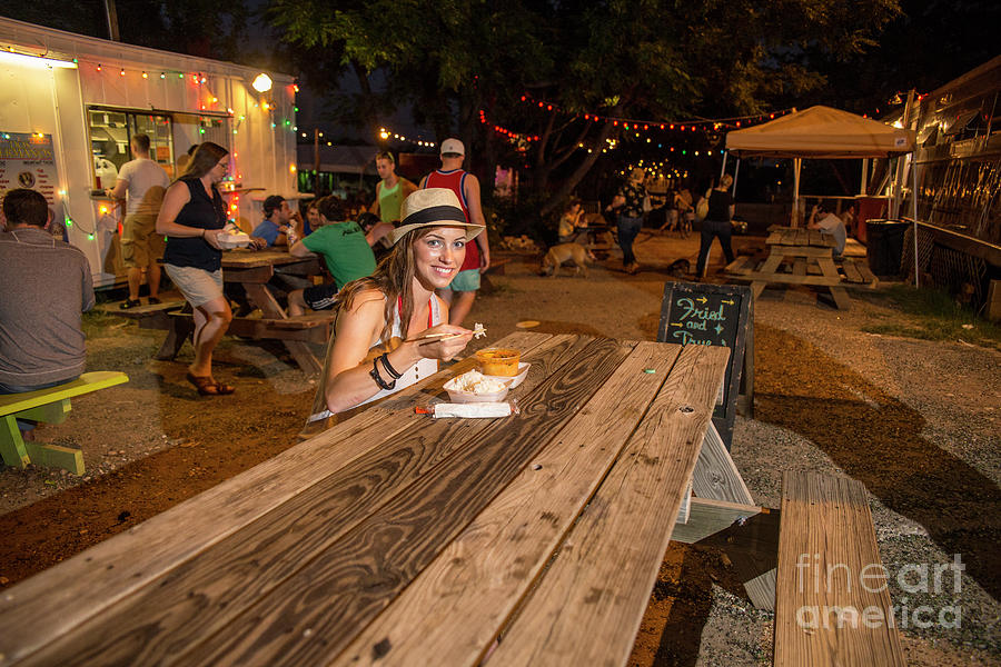 Food Trucks Photograph - Attractive Austin local eats at an East Austin food trailer park by Dan Herron