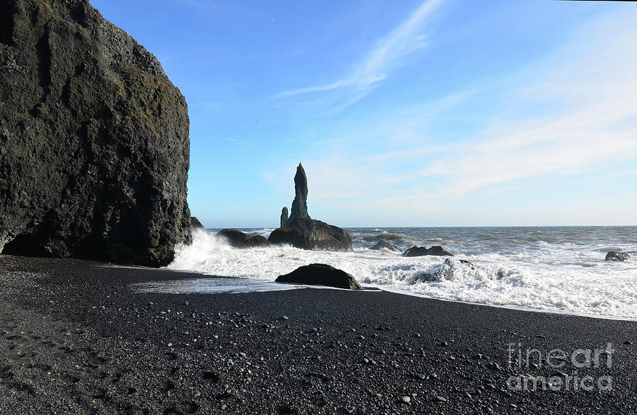 Attractive Black Sand Beach and Sea Stacks in Vik Iceland Photograph by DejaVu Designs