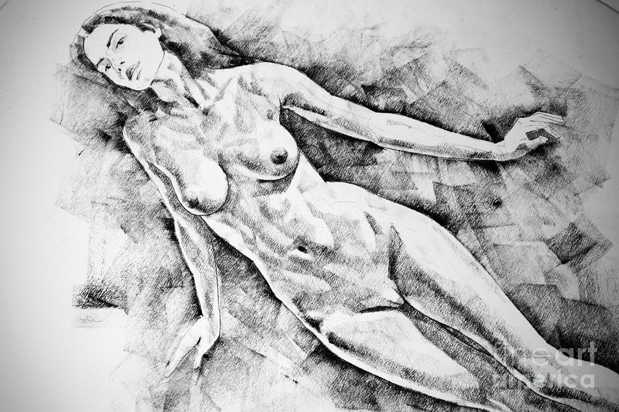Attractive Woman Figure Drawing Close Up Standing Pose Drawing by Dimitar Hristov