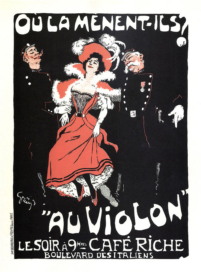 Au Violon - Ou La Menetnt-ils - French Vintage Advertising Poster Mixed Media