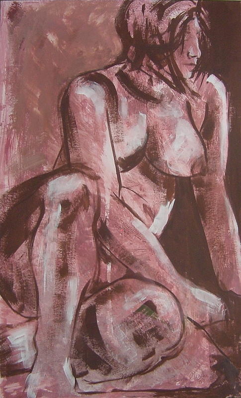 Nude Painting - Aubergine Female Nude by Joanne Claxton