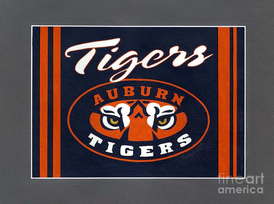 Auburn Logo T-shirt Painting by Herb Strobino