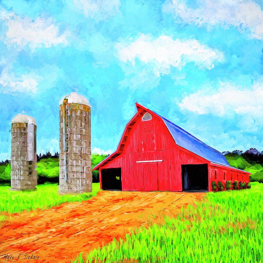 Lowder Red Barn - Auburn Ag Heritage Park Mixed Media by Mark Tisdale