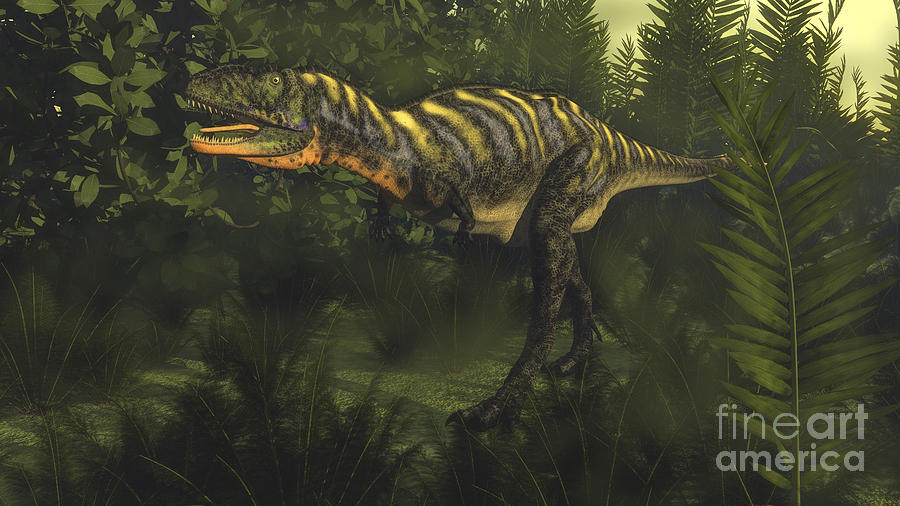Aucasaurus Dinosaur Walking Amongst Digital Art