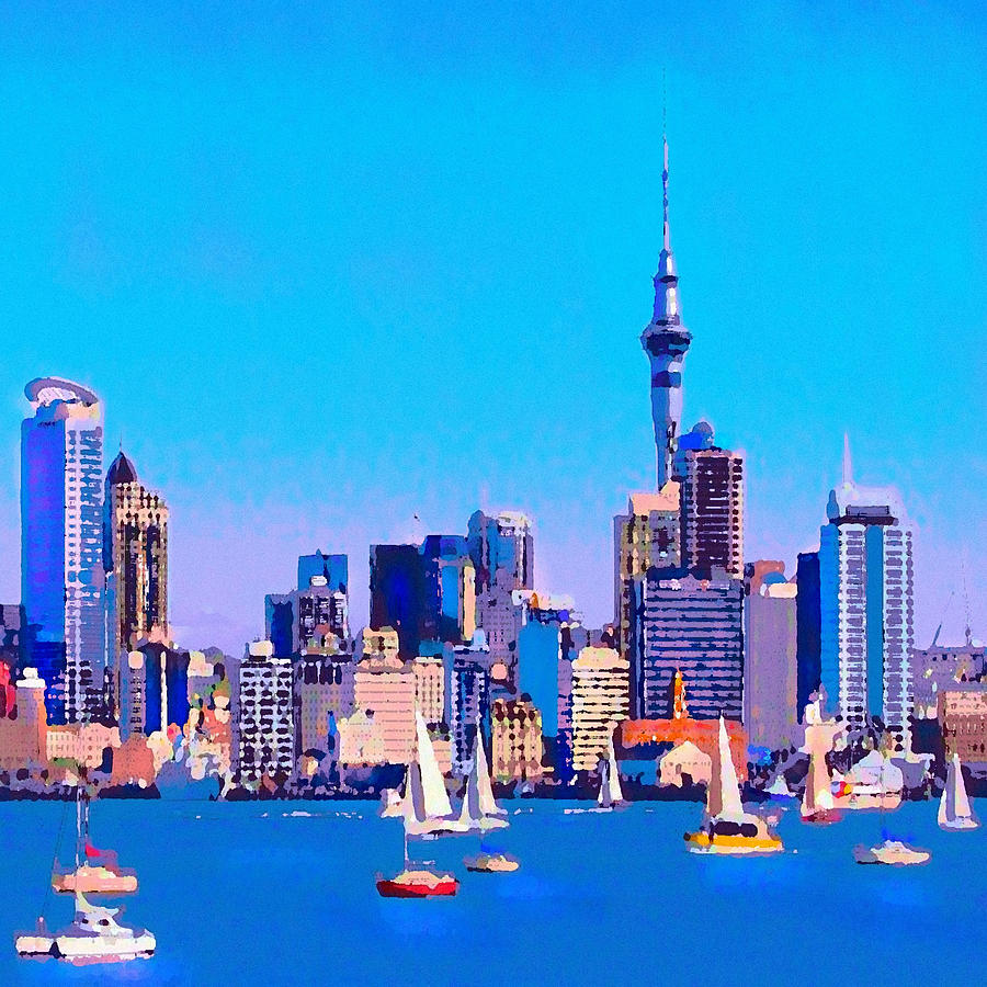 Boat Digital Art - Auckland City of Sails by Clive Littin