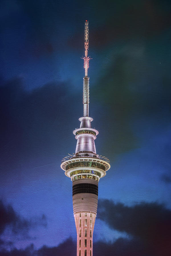 Architecture Photograph - Auckland Sky Tower Night II by Joan Carroll