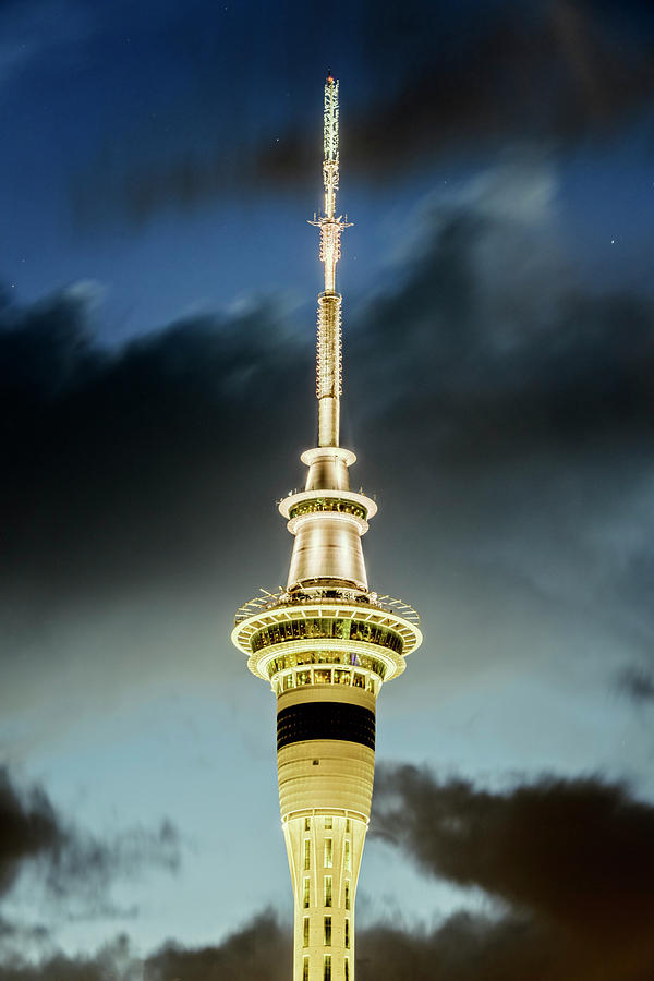 Auckland Sky Tower Night Photograph by Joan Carroll