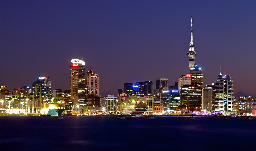 Auckland Skyline at Dusk Photograph by Nicholas Blackwell