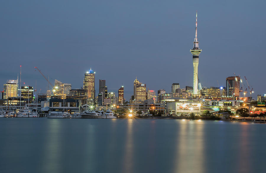 Auckland Skyline at Night Photograph by Kush Sharma - Fine Art America