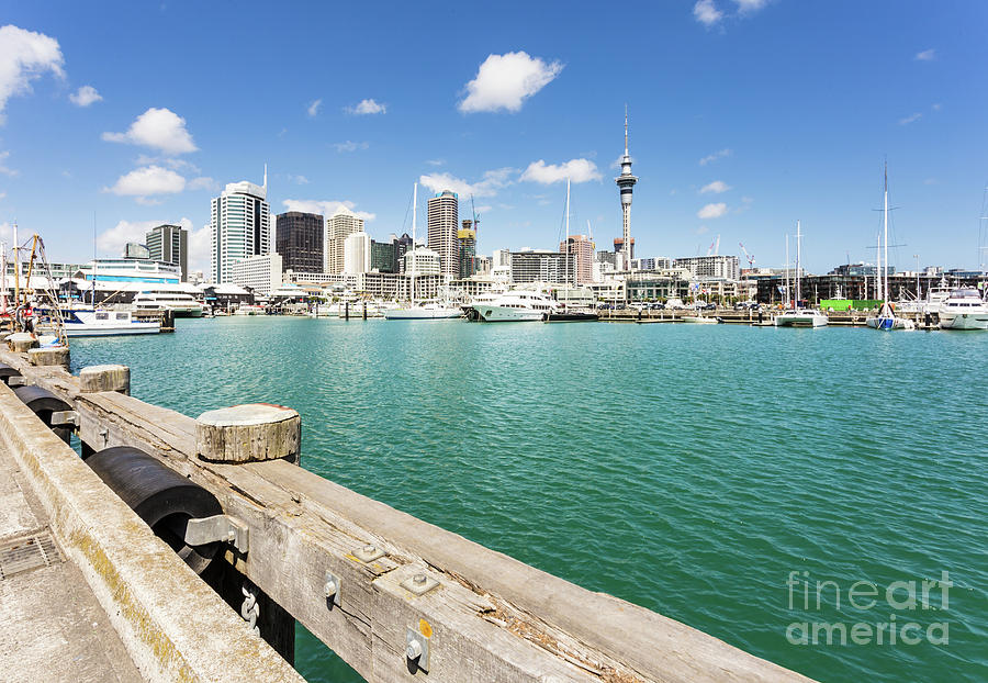 Auckland viaduct harbour and skyline Photograph by Didier Marti
