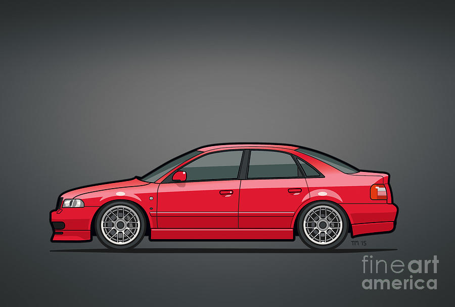 Audi A4 Quattro B5 Type 8d Sedan Laser Red Digital Art by Tom Mayer II Monkey Crisis On Mars