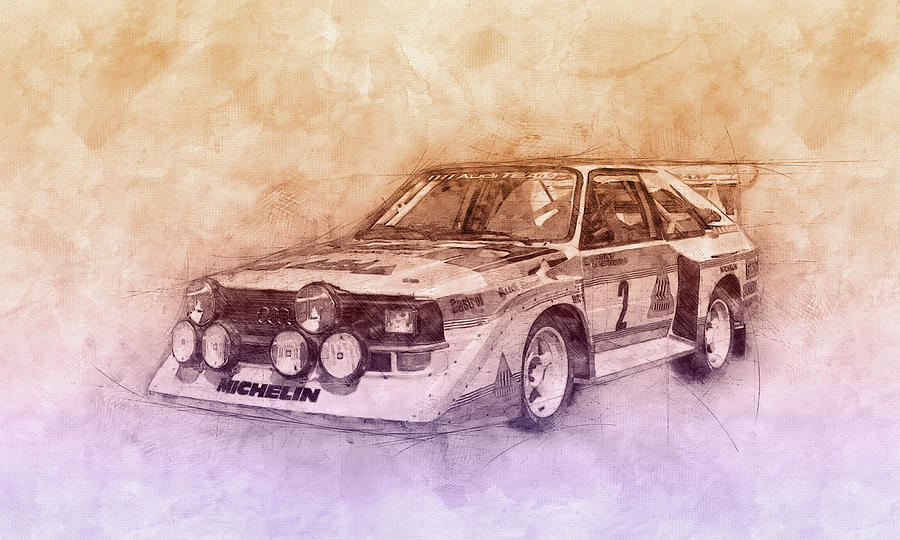 Audi Quattro 2 - Rally Car - 1980 - Automotive Art - Car Posters Mixed Media