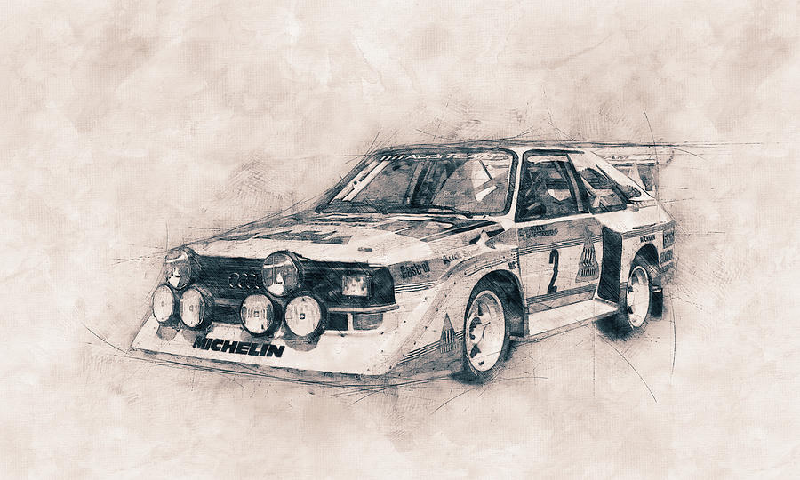 Car Mixed Media - Audi Quattro - Rally Car - 1980 - Automotive Art - Car Posters by Studio Grafiikka