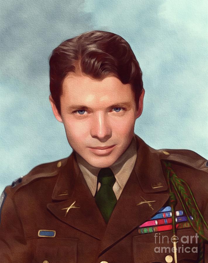 Hollywood Painting - Audie Murphy, Vintage Actor and War Hero by Esoterica Art Agency