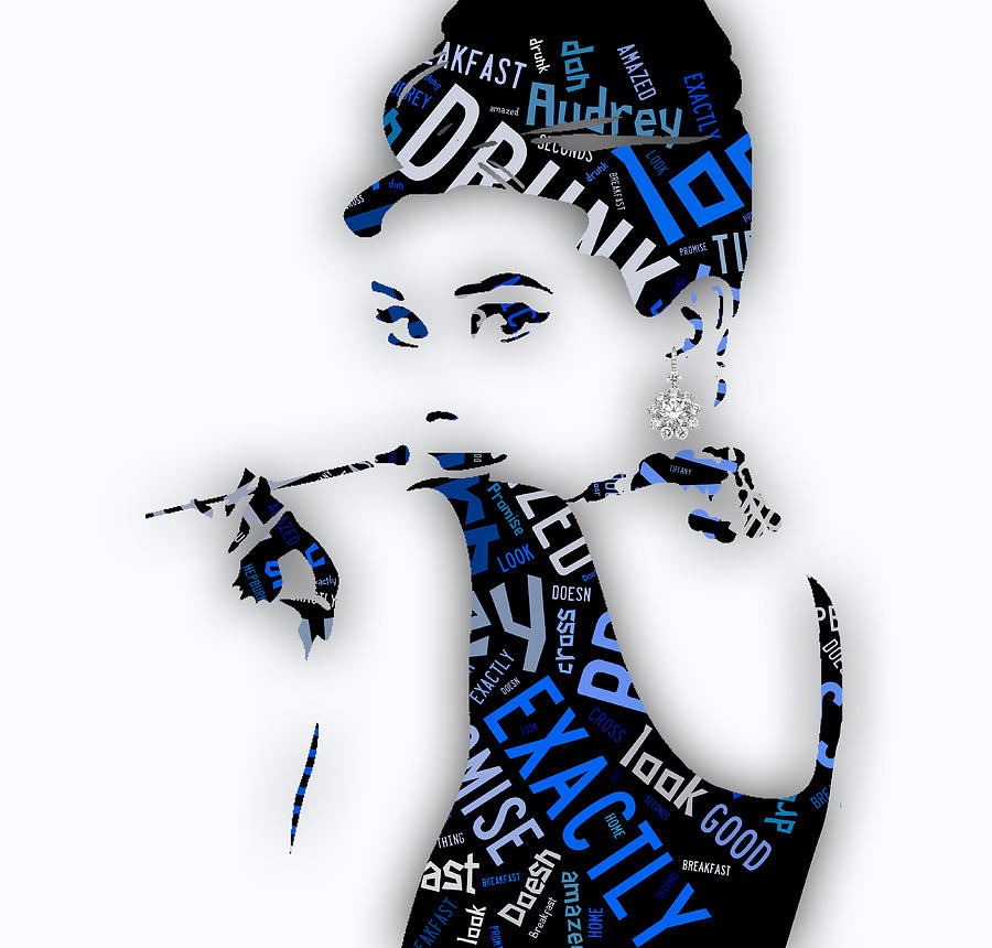 Audrey Hepburn Breakfast At Tiffanys Quotes Mixed Media by Marvin Blaine