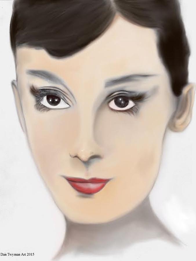 Audrey Hepburn Color Drawing by Dan Twyman