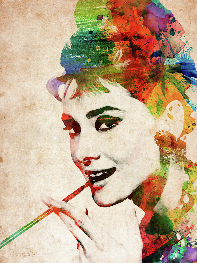 Audrey Hepburn colorful portrait Digital Art by Mihaela Pater