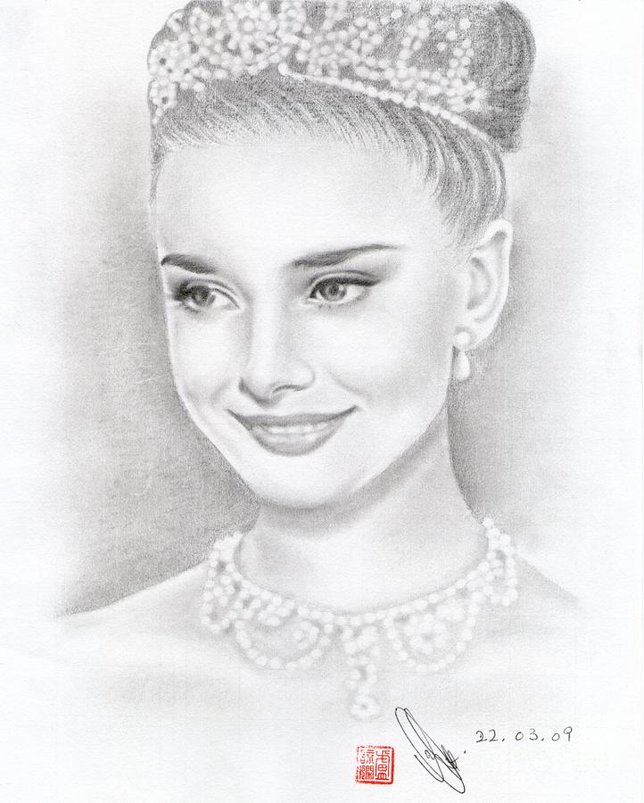 Audrey Hepburn Drawing by Eliza Lo