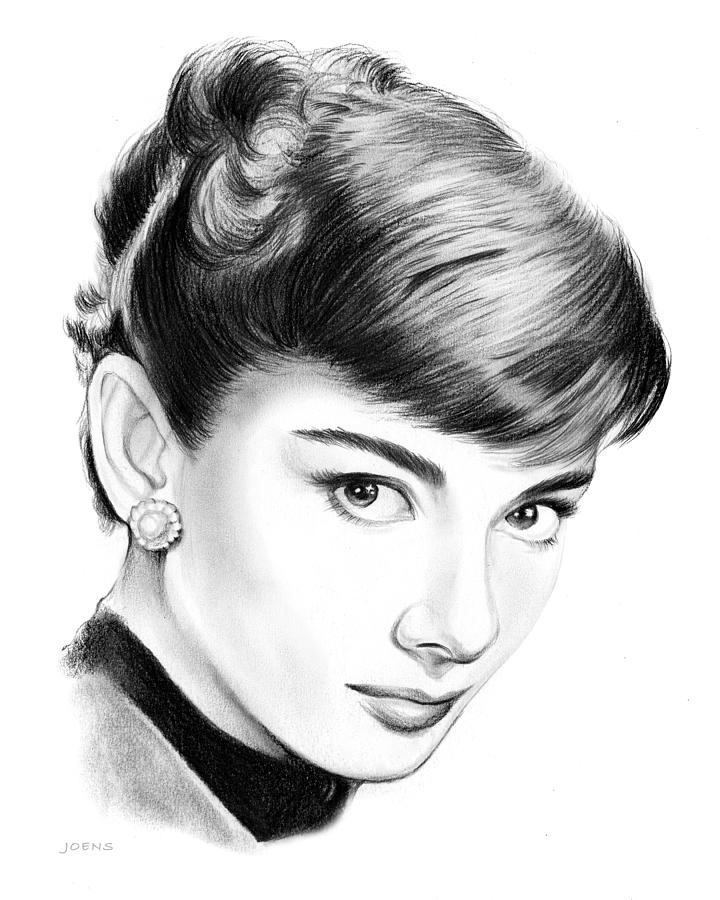 Woman and Red Lips Audrey Hepburn Style Drawing Glam FashionWall Art –  Smile Art Design