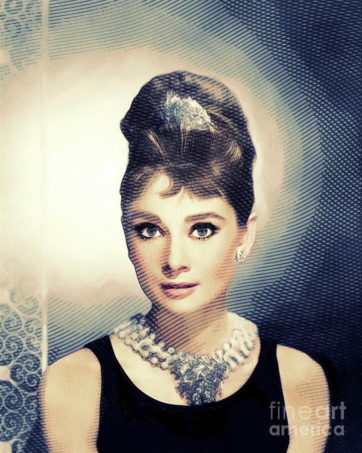 Audrey Hepburn, Hollywood Legends Digital Art by Esoterica Art Agency