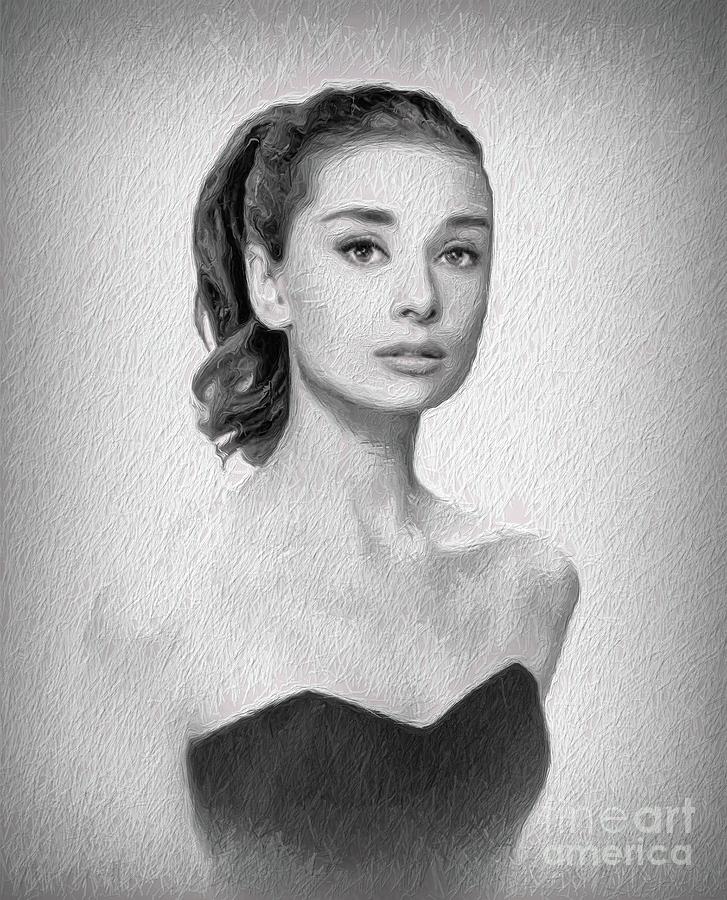 Audrey Hepburn, Vintage Actress Painting