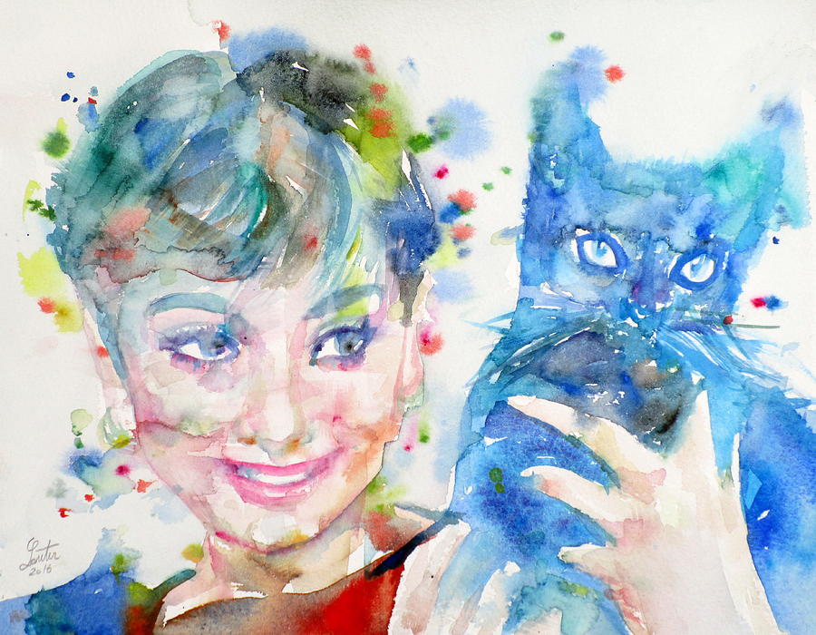 Audrey Hepburn Painting - AUDREY HEPBURN - watercolor portrait.21 by Fabrizio Cassetta