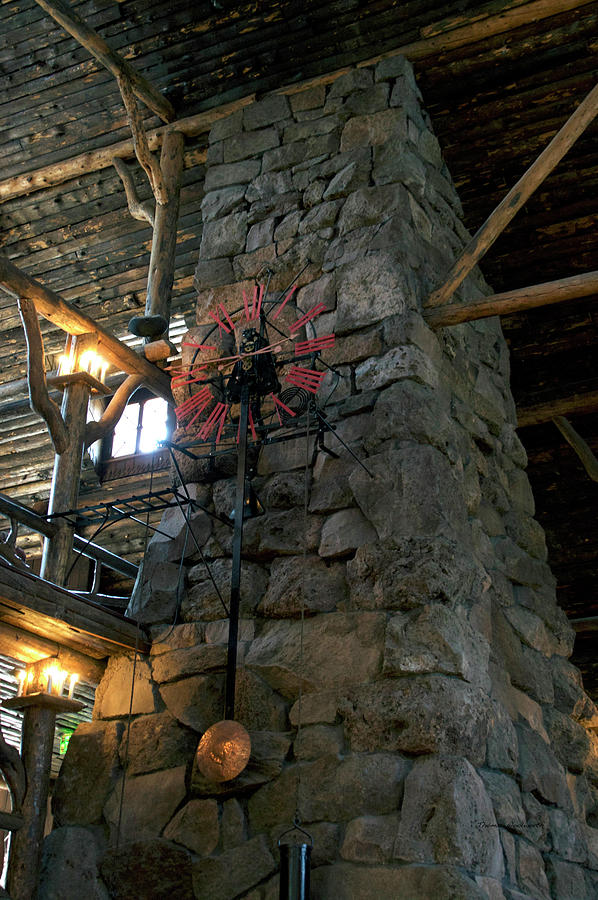 August At Yellowstone Park Old Faithful Inn Fireplace Chimney Photograph by Thomas Woolworth