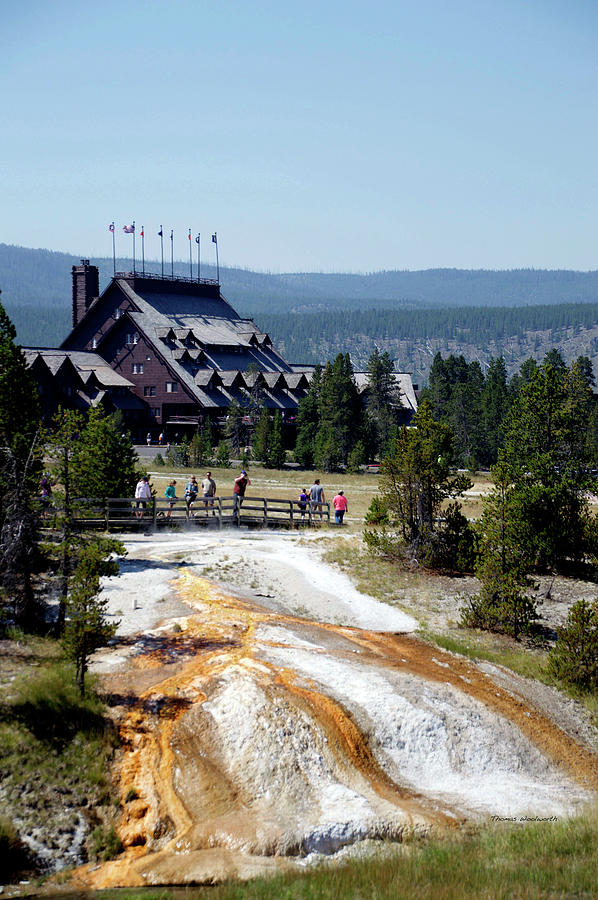 August At Yellowstone Park Old Faithful Inn Vertical Photograph by Thomas Woolworth