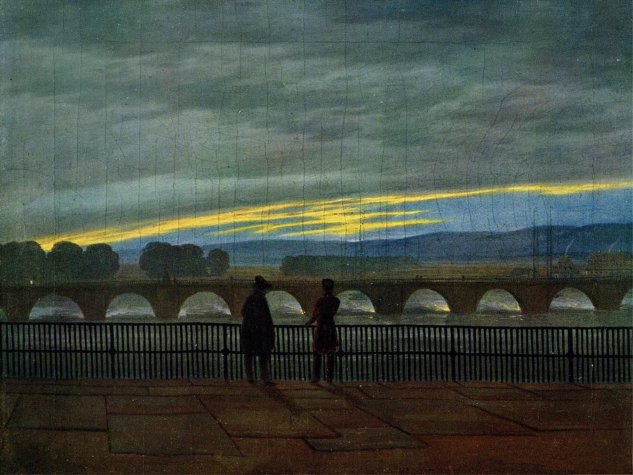 August Bridge in Dresden Painting by Caspar David Friedrich