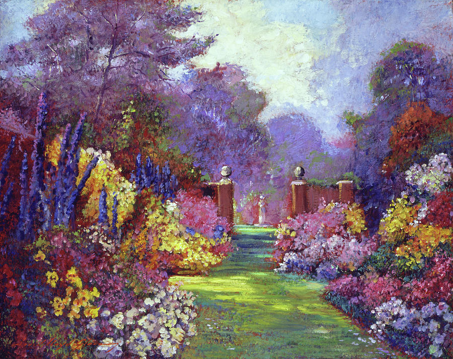 August Estate Garden Painting by David Lloyd Glover