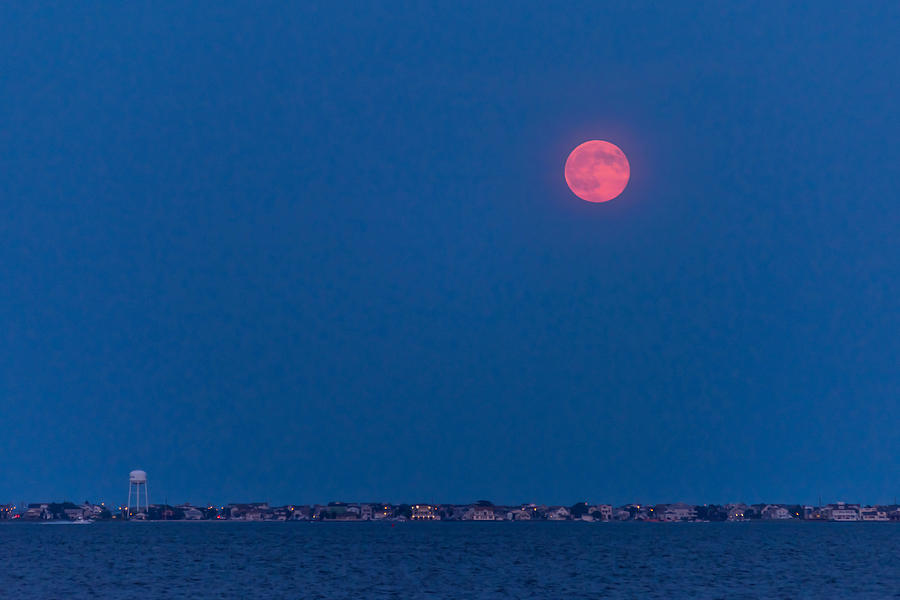 August Full Moon over Seaside Park NJ Photograph by Terry DeLuco