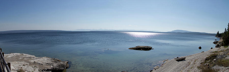 August High Noon Yellowstone Lake Panorama Photograph by Thomas Woolworth